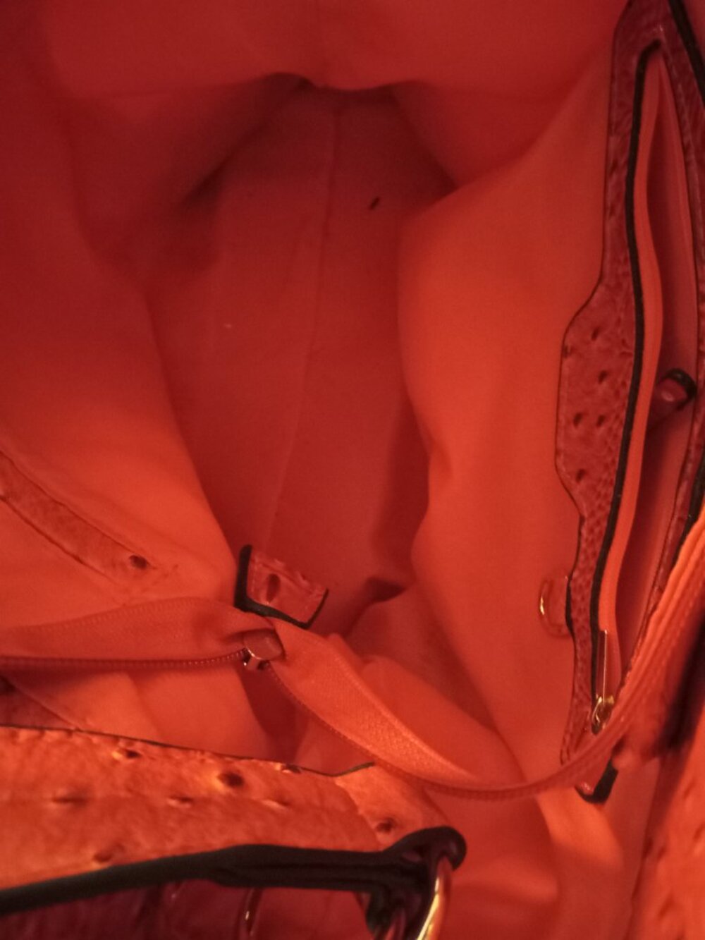 Orange Croc embossed large shoulder bag - Picture 5 of 5
